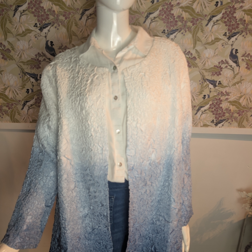Chico's  Travelers Blue and White Blazer - Picture 3 of 9